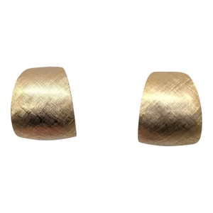 Vintage 1970s Signed Napier Goldtone Textured Half Hoop Clip Earrings- 2 Pieces