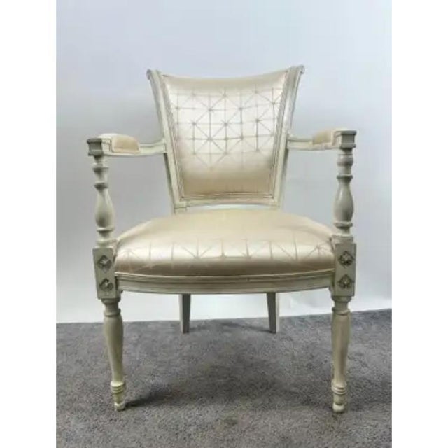 French Academic Revival Louis XVI Style Off-White Painted Chair C 1930's, a Pair For Sale In New York - Image 6 of 16