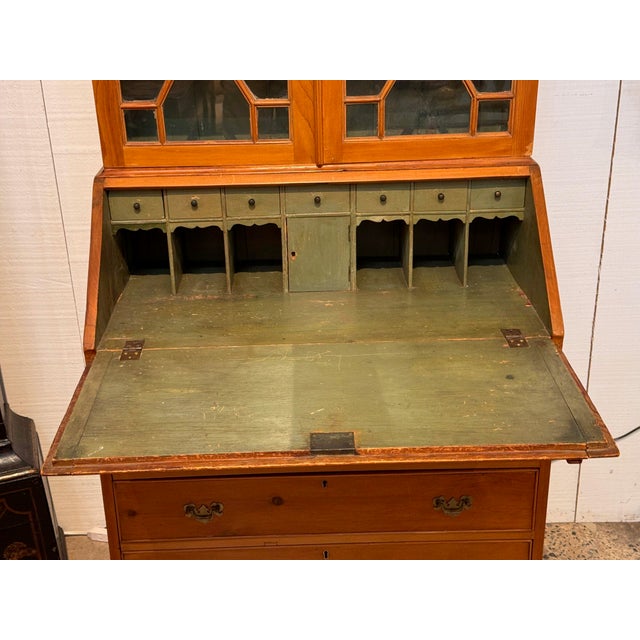 Wood 19th Century English Pine Secretary Bookcase For Sale - Image 7 of 18