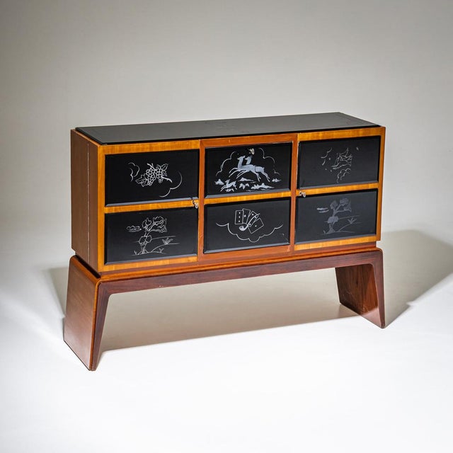Bar Cabinet in the style of Osvaldo Borsani, Italy, 1940s For Sale - Image 3 of 13