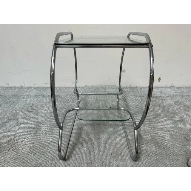 Metal Art Deco Machine Age Chrome Tubular Support Etagere Attributed to Emile Guyot for Thonet For Sale - Image 7 of 8