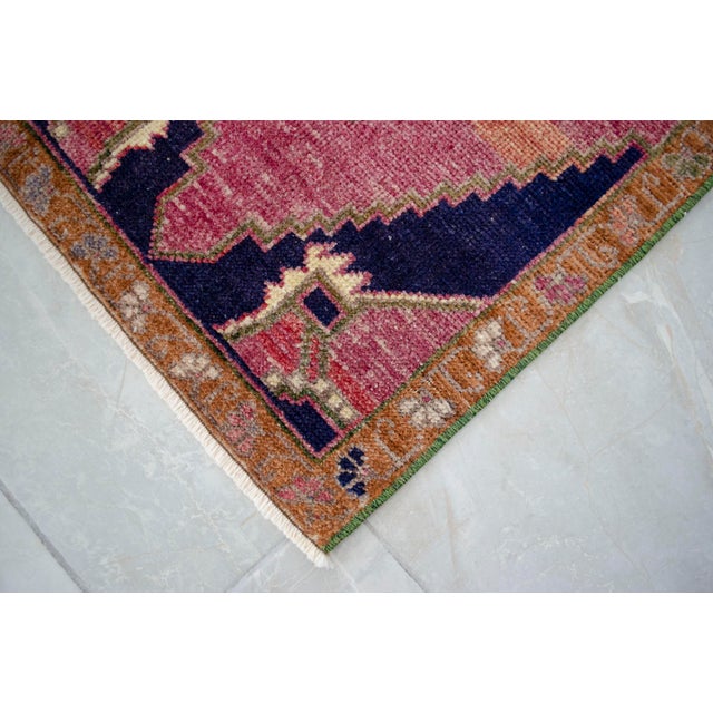 Textile 1970s Vintage Hand Knotted Small Rug For Sale - Image 7 of 8