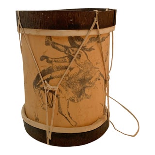 Vintage Cowboy Bronc Rider Decorative Drum For Sale