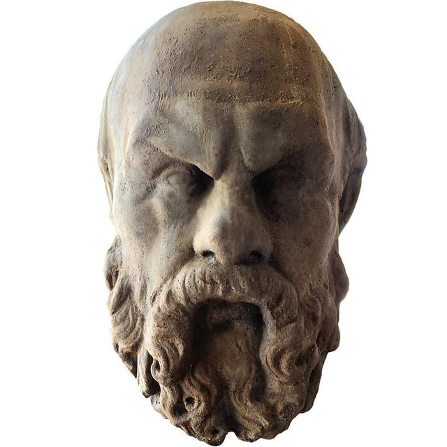 Concrete Head of the Philosopher Socrates from the Herm of Villa Alban 20th Century For Sale - Image 3 of 6