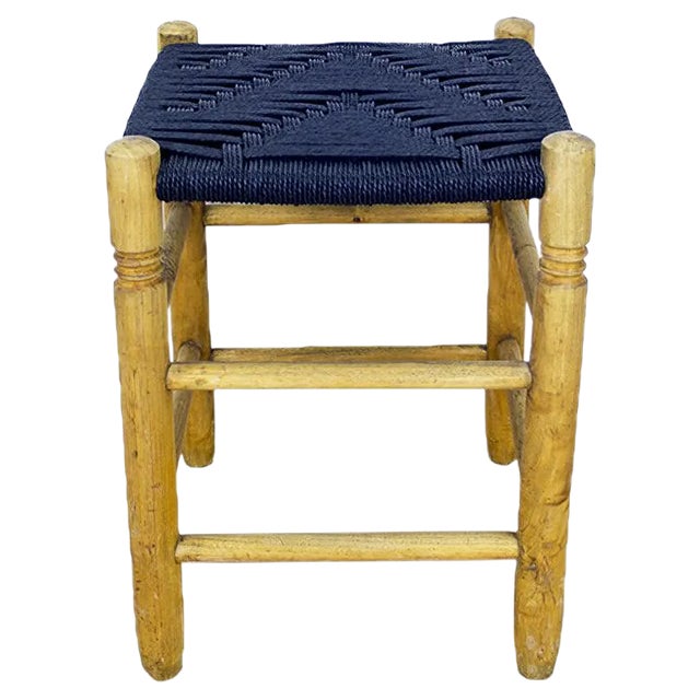 Danish Wood and Rope Stool, 1950s For Sale