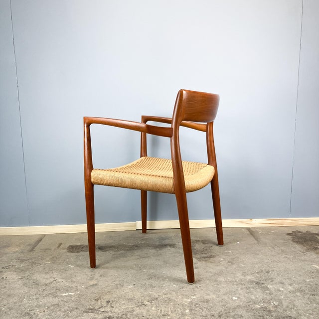 Brown Danish Armchair in Teak and Paper Cord by Niels Otto Møller for J.L. Møllers, 1960s For Sale - Image 8 of 13