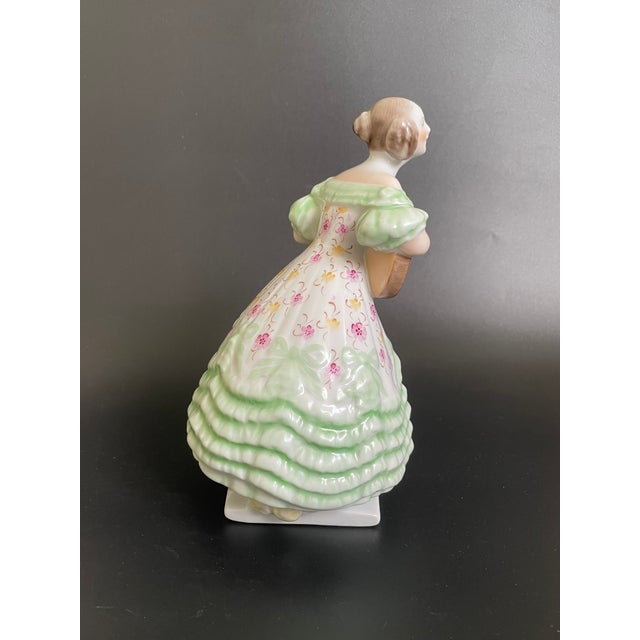 1960s 1964 Herend Hungary Porcelain Woman Playing Guitar Figurine For Sale - Image 5 of 12