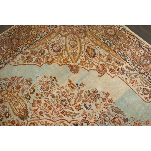 Stunning Turquoise Antique Persian Tabriz Rug - 8'10" x 11'8" For Sale - Image 13 of 16