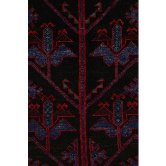 Tribal Rug & Kilim’s Baluch Tribal Rug in Chocolate Brown With Blue Geometric Patterns For Sale - Image 3 of 7