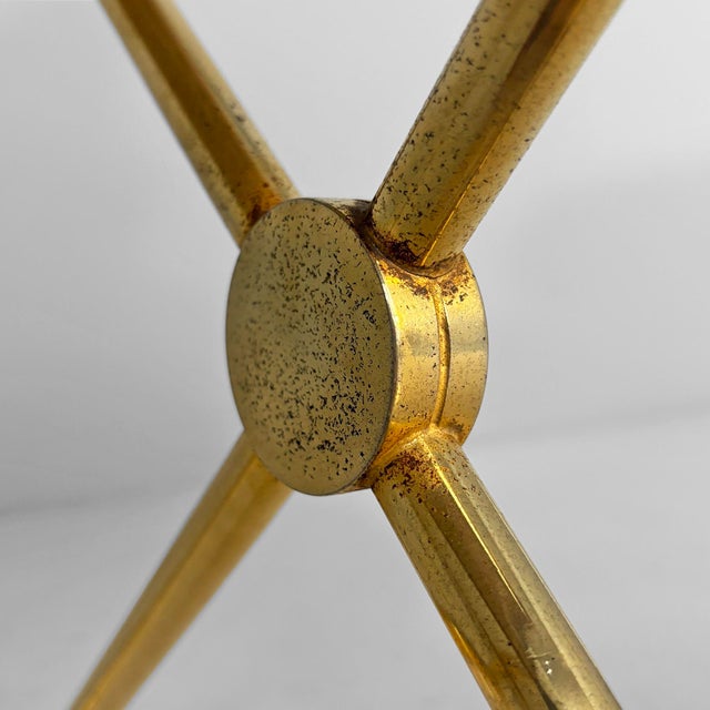 Italian Modern Stools in Gilt Metal and White Fabric, 1980s, Set of 2 For Sale - Image 17 of 18