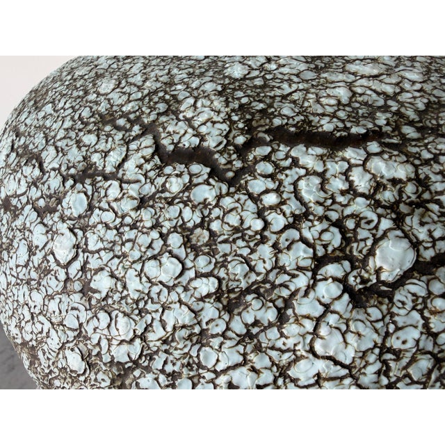 Large Vintage Textured Glazed Studio Pottery Bud Vase For Sale - Image 9 of 12