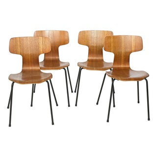 3103 Hammer Chairs in Teak by Arne Jacobsen for Fritz Hansen, 1960s, Set of 4 For Sale