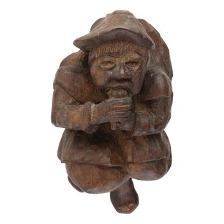 Hand-Carved Oak Wall Figure of a Man, France, 1850s For Sale