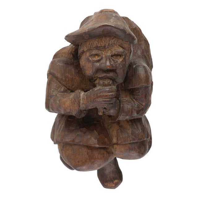 Hand-Carved Oak Wall Figure of a Man, France, 1850s For Sale