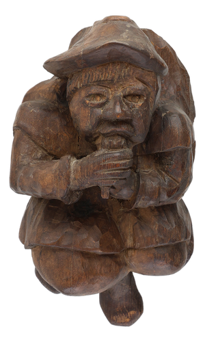Hand-Carved Oak Wall Figure of a Man, France, 1850s