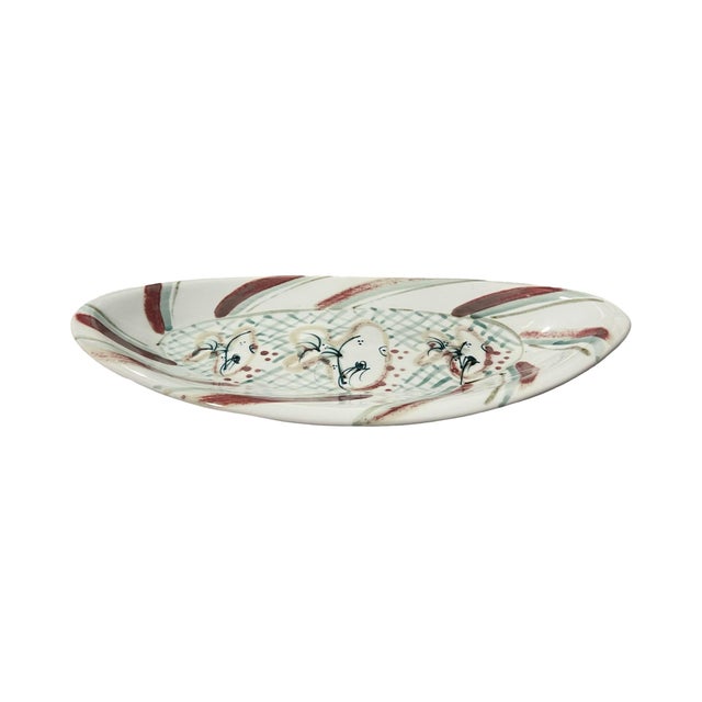 White Vintage Mid Century Modern Vintage Serving Large Plater Studio Pottery Judith Partridge Rodmell Pottery For Sale - Image 8 of 12