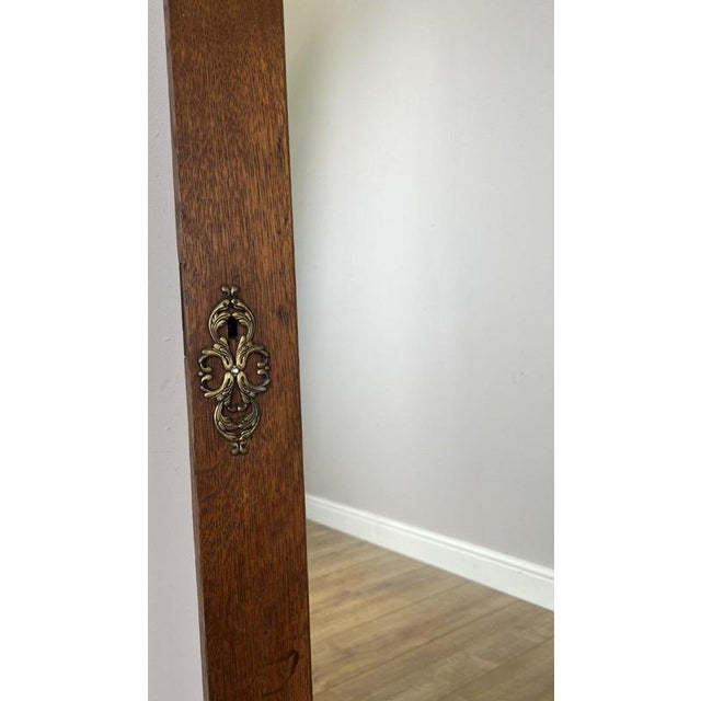 Antique French Mirror with Oak Frame For Sale - Image 6 of 10