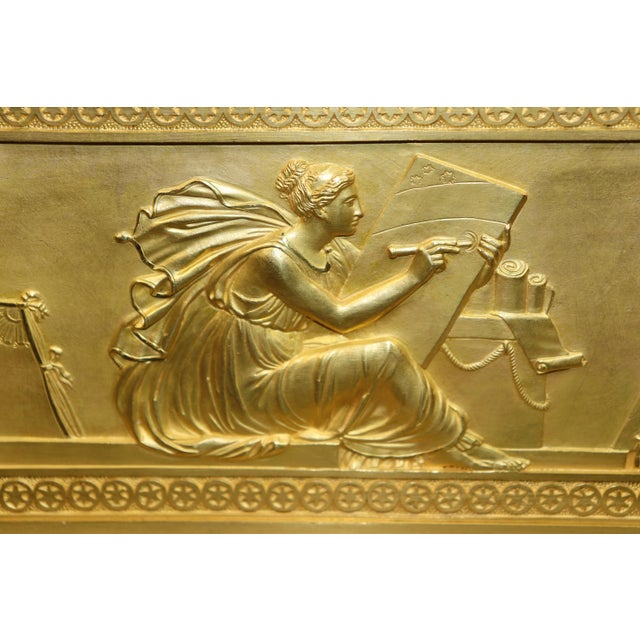 19th C. Large French Empire Bronze Gilded Ormolu Figural Clock For Sale - Image 11 of 17