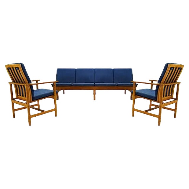 4-Seater Sofa and Lounge Chairs by Børge Mogensen for Fredericia, 1960s, Set of 3 For Sale