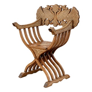 19th Century Anglo-Indian Bone-Inlaid Savonarola Chair For Sale