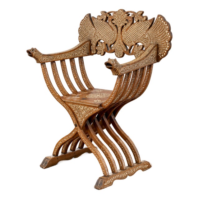 19th Century Anglo-Indian Bone-Inlaid Savonarola Chair For Sale