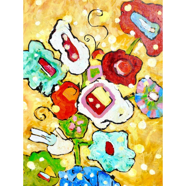 Abstract Yellow Vase of Flowers For Sale - Image 3 of 6