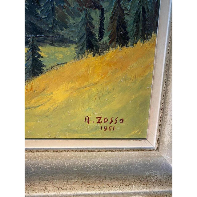 A. Zosso, Swiss Mountains, Oil on Canvas, 1951 For Sale - Image 6 of 8