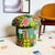 A handmade mushroom shaped ottoman, upholstered in "Green Garden" hand block printed cotton fabric. This fabric design...