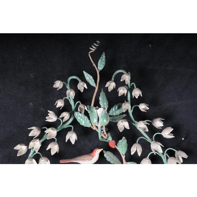 Metal Antique Painted Wrought Iron Wall Candleholders with Lily of the Valley, Set of 2 For Sale - Image 7 of 18