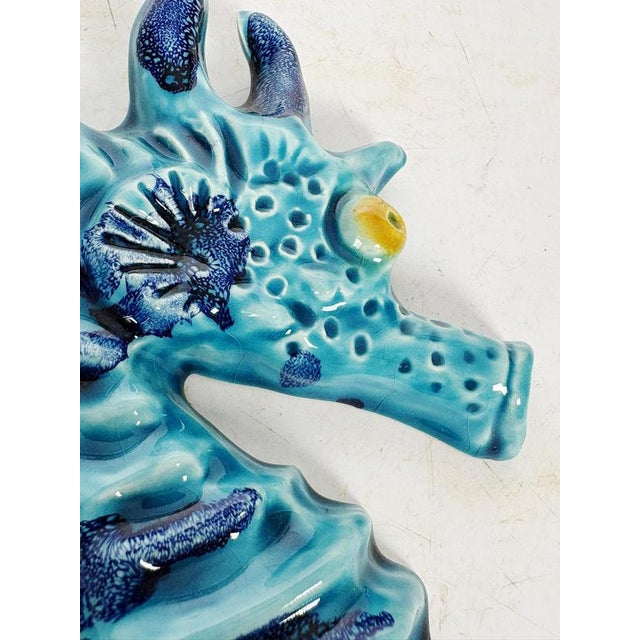 Blue Wall Decoration in Glazed Ceramic, France, 1970 For Sale - Image 6 of 15