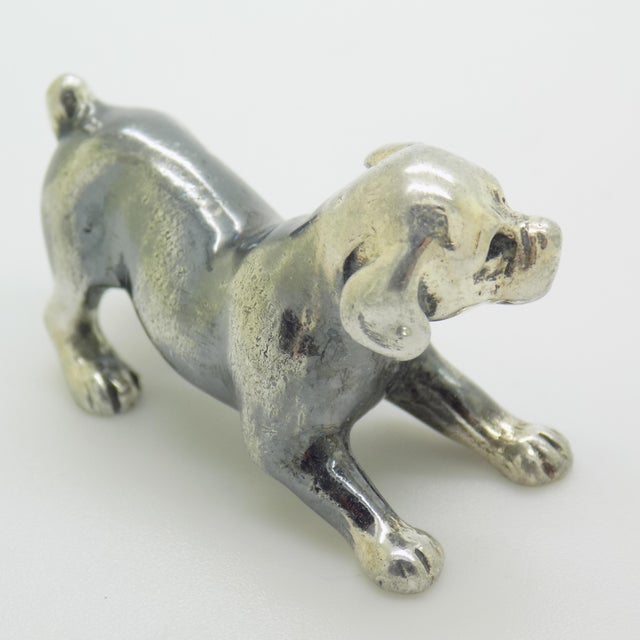Vintage Italian Playful Puppy Dog Figurine in Silver 800 by Sorini, Arezzo, 1980s For Sale - Image 4 of 14