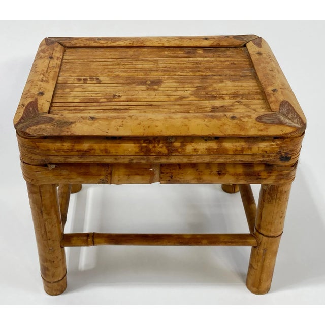 Chinoiserie Vintage Scorched Bamboo Riser or Plant Stand For Sale - Image 3 of 8