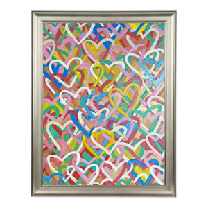 Colorful Heart Painting Original Art Love Wall Art Abstract Hearts Canvas Romantic Pop Art Decor Framed Acrylic Oil Paint by Tatiana Duperault