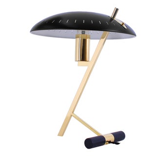 Brass and Black Decora Z Table Lamp by Louis Kalff for Philips, 1950s For Sale