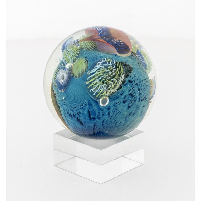 Glass John Simpson "Planet" Art Glass Paperweight, 2018 For Sale - Image 7 of 9