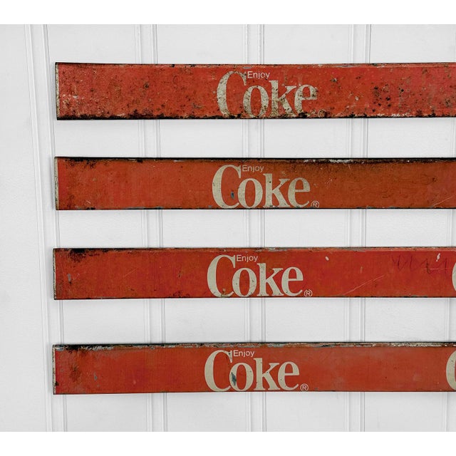 Vintage Coca-Cola "Enjoy Coke" Metal Advertising Trim Sign - Set of 4 For Sale - Image 6 of 11