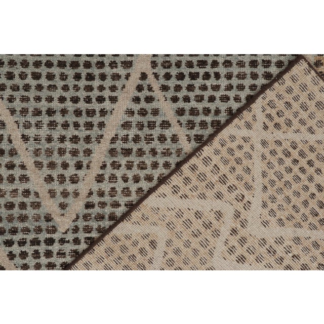 Textile Rug & Kilim’s Distressed Moroccan Style Rug in Beige, Blue and Gray Pattern For Sale - Image 7 of 7