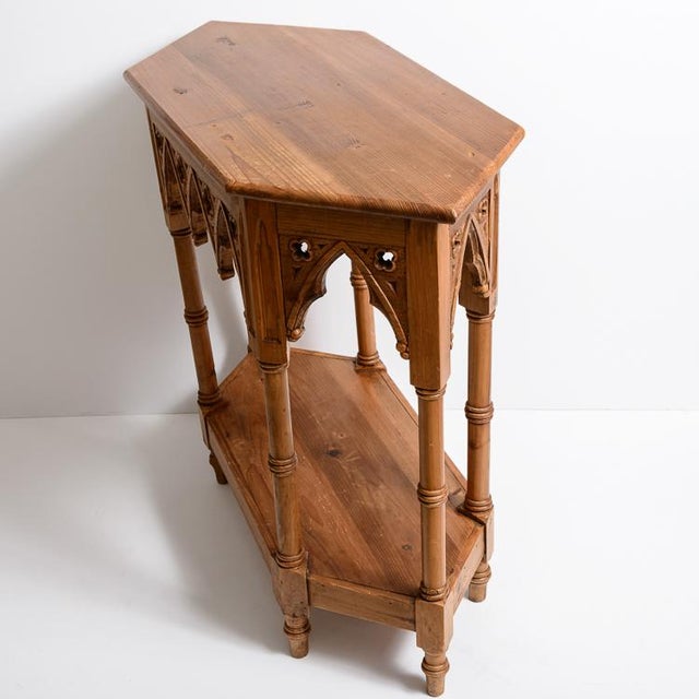 C 1940 English Natural Wood Gothic Style Console Table Chairish