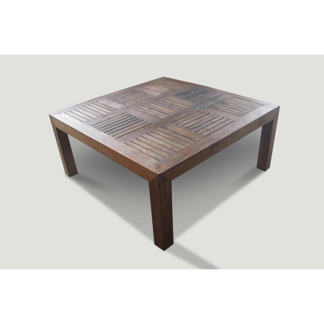 2010s Andrianna Shamaris Slatted Teak Wood Coffee Table For Sale - Image 5 of 5
