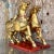 Wood Vintage Asian Gilt Carved Wooden Emperor Horses - a Pair For Sale - Image 7 of 13