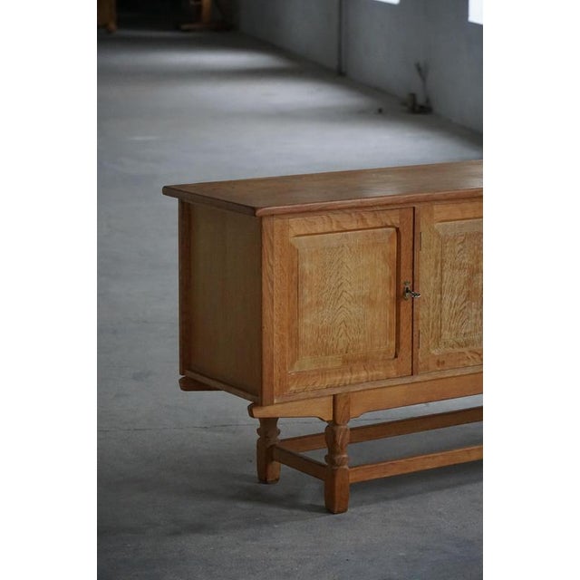Low Vintage Danish Sideboard in Oak, 1960s For Sale - Image 9 of 18
