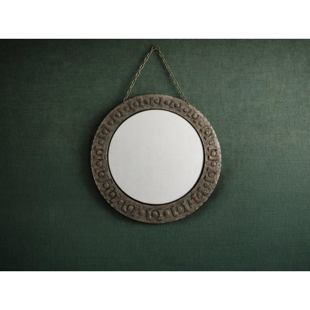Mid-Century Modern Vintage Brutalist Wrought Iron Mirror, Touret-Influenced Design, 1960s For Sale - Image 3 of 13