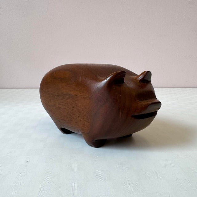 Vintage Wooden Pig Stash Box For Sale - Image 4 of 8