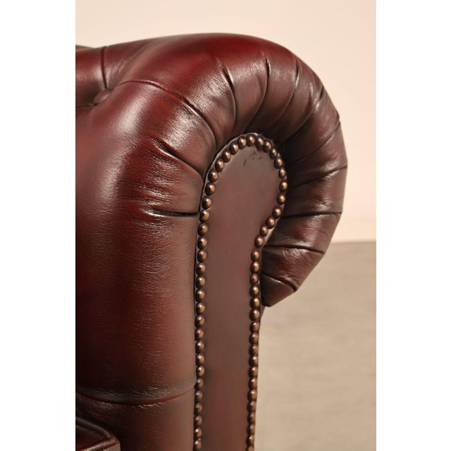 Chesterfield Style Pair of Oxford Red Leather Club Chairs For Sale - Image 10 of 18