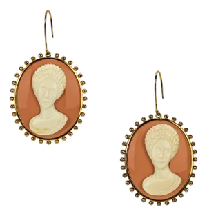 Miriam Salat Gold and Silver Cameo Resin Vintage Earrings