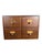 An incredibly rare vintage solid wood desktop library cabinet with four drawers, including all of the original brass...