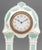 Art Deco German Art Deco Blue & White Ceramic Mantle Clock For Sale - Image 3 of 10