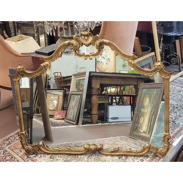 Fine French Rococo Style Gilt Wood Wall or Mantel Mirror For Sale - Image 9 of 10