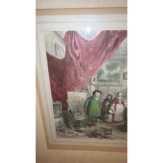 Traditional Framed 1842 Hand-Colored Lithograph by Jean-Baptiste Madou – “J. Steen Consultant Ses Amis” For Sale - Image 3 of 11