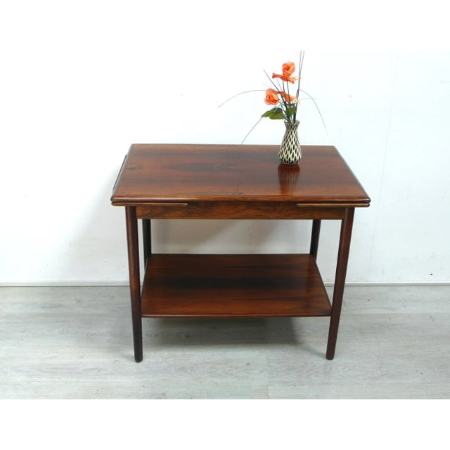 Mid-Century Modern Danish Modern Extendable Side Table in Tulipwood from Dyrlund, 1960s For Sale - Image 3 of 9